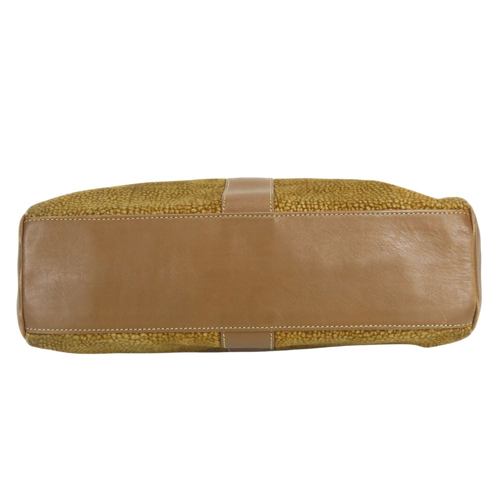 Used BORBONESE Shoulder Bag 913722 Suede/leather Brown Quail Pattern