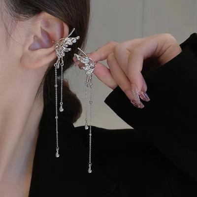 Y2K Fee Schmetterling Quaste Ohrclips Engel Ohrknochen Clip Ohrring Elf Weibliche Manschette Hängender Ohrring Modeschmuck