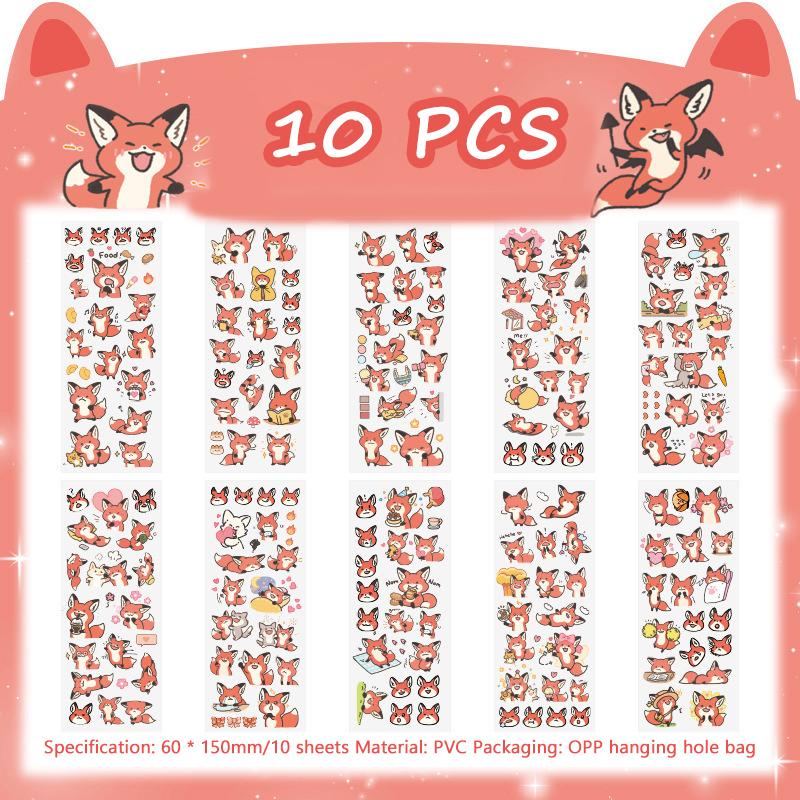 

10 листов Каваий наклейки для скрапбукинга Наклейки на велосипед Прозрачные мультяшные наклейки для дневника Материалы для DIY наклеек для ручного учета