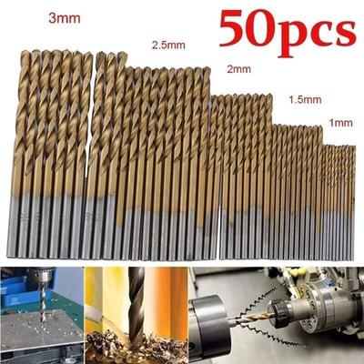 50PCS Twist Drill Bits HSS High Steel Titanium Saw Drilling Bits Kits Wood Metal