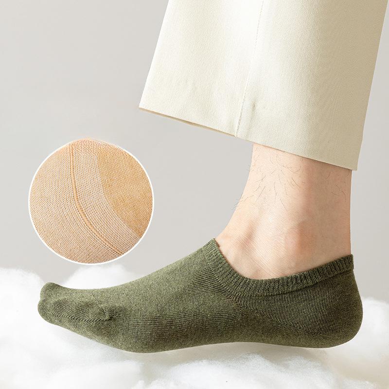 Summer Thin Men's Boat Socks, Anti-pilling and Non-dropping, Solid Color Deodorizing, Sweat-absorbing Invisible Socks, Pure Cotton Socks