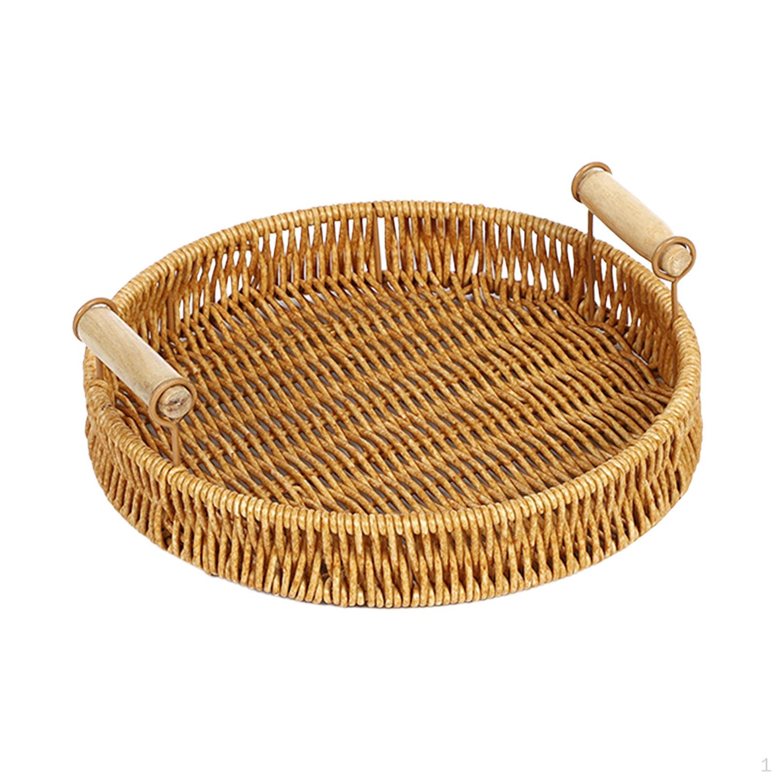

Bread Baskets Serving Trays Food Organizer Tray Picnic Breakfast Basket Fruit Plate Round S
