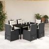Vidaxl 7-Cz. Garden Furniture Set With Cushions, Black, Poly Rattan