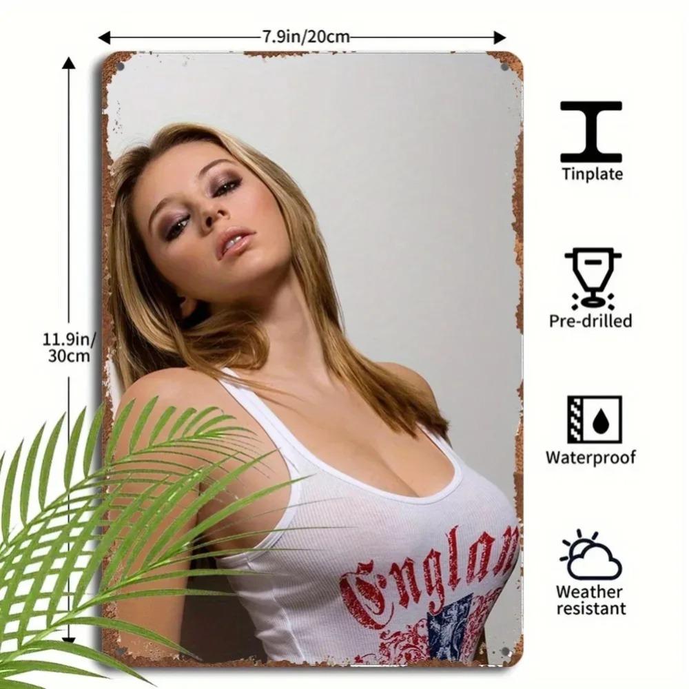 Vintage Retro Pinup Girl Metallposter - Sexy Bikini Schweres Eisen Wandkunst für Man Cave Bar Innen Außen Dekor