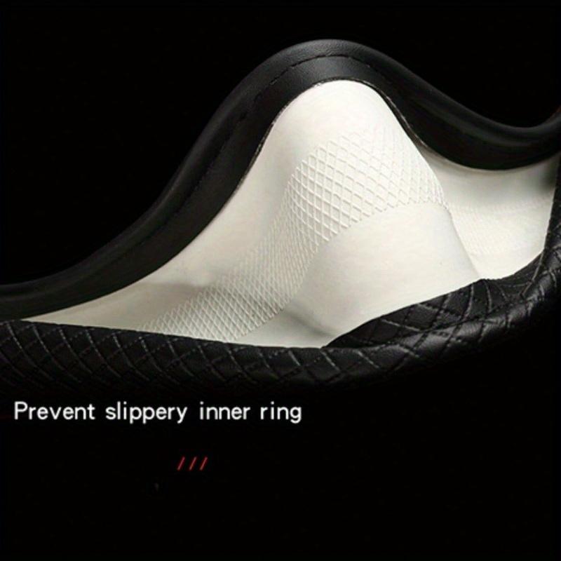 1pc 38cm Universal Car Steering Wheel Cover, Automotive Leather Diamond Quilted Color Block Design Interior Decor