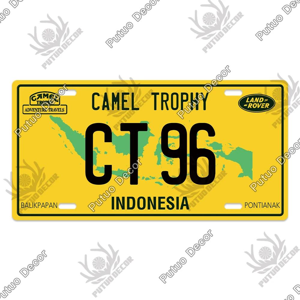 

Декор Putuo Camel Trophy, винтажный металлический знак, номерной знак, металлический винтажный настенный декор для гаража, гоночного автомобиля, клуба, домашний декор 30x15cm