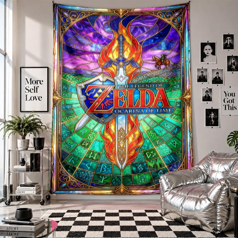 Wall TapestryZelda Art Hanging Cloth Decorative Background Cover for Room Decoration