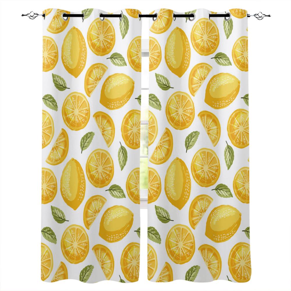 Small Fresh Summer Style Lemon Fruit Luxury Home Curtains Modern Home Supplies Living Room Bedroom Custom Curtains