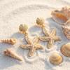 Summer Oversized Personality Sea Star Pendant Earrings Women Elegant French Style Shell Star Beach Vacation Style Ear Jewelry