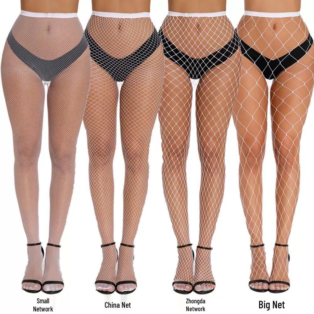 European & American High Elastic Fishnet Stockings - Sexy Black Hollow Grid Pantyhose In Large, Medium, Small Sizes