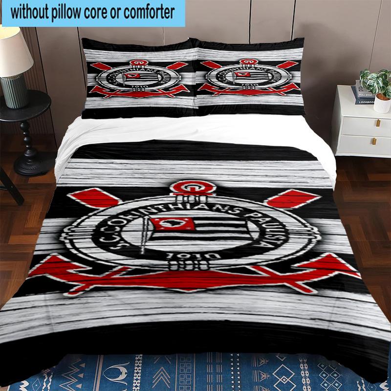 3pcs Sport Club Football Crest Printed Bedding Set Duvet Cover Closure Includes 1 Duvet Cover & 2 Pillowcases Bedding Sets Home Decor Gifts
