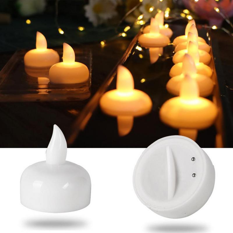 White Floating Candles LED Water Candles Floating Tea Lights 12 Pieces Water Activated Flickering Waterproof Tea Lights Table