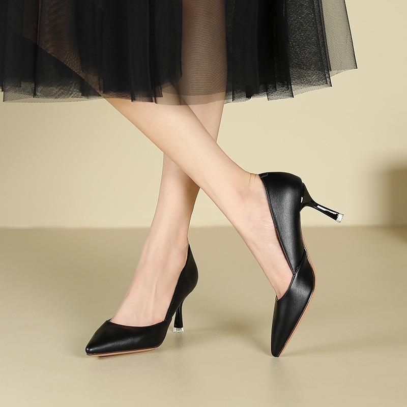 7-Pointed Stiletto High Heels Women's Daily Commute Professional Work Single Shoes Women's Simple Solid Color Bridesmaid Shoes
