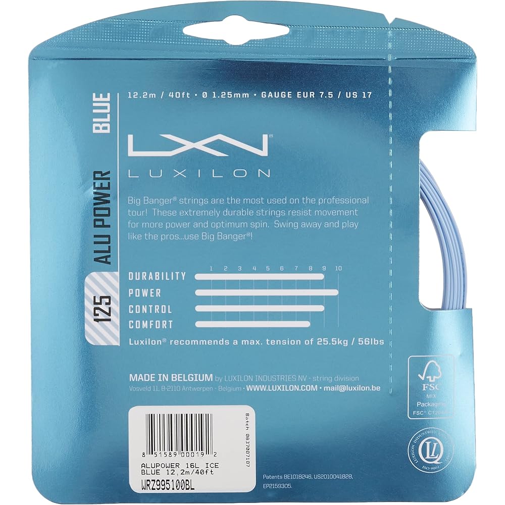 Wilson Luxilon ALU POWER 125 Tennis String (WRZ995100BL) 125mm (1.25mm) [Single String] Ice Blue