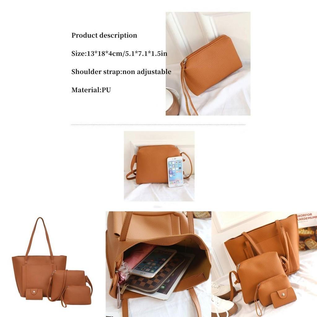 Stylish Lychee Pattern Shoulder Bag Set For Women With 4 Pieces