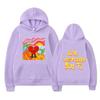 Unisex Black Hoodie Heart Character Tropical Sunset Double Sided Graphic Pullover Sweatshirt Streetwear