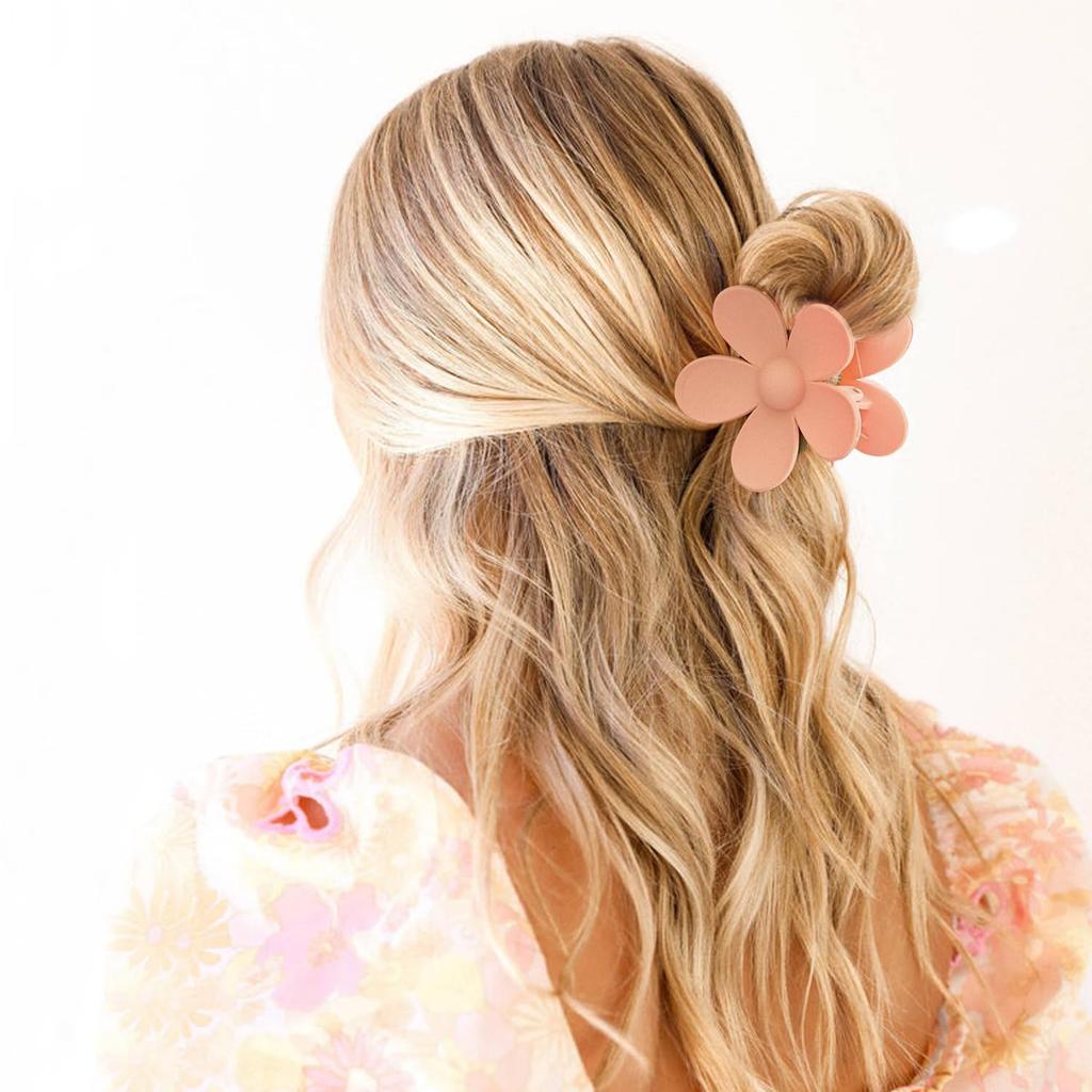10PCS/SET Women's Matte Maillard Color Floral Hair Claw Thick Hair Long Hair Thin Hair Suitable for Casual Holiday Style Women's