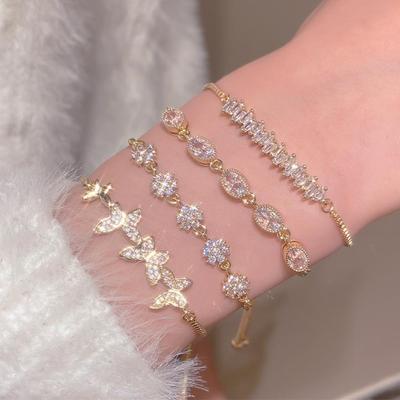 Schmetterlingsblume Zirkon Armband: Kupfereingelegt, Cross-Border-Stil