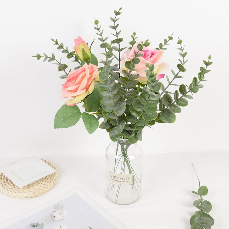 6/12/18pcs Artificial Eucalyptus Leaves Fake Plant Green Branch For Christmas Wedding Party Home Garden Decoration Wreath Flower