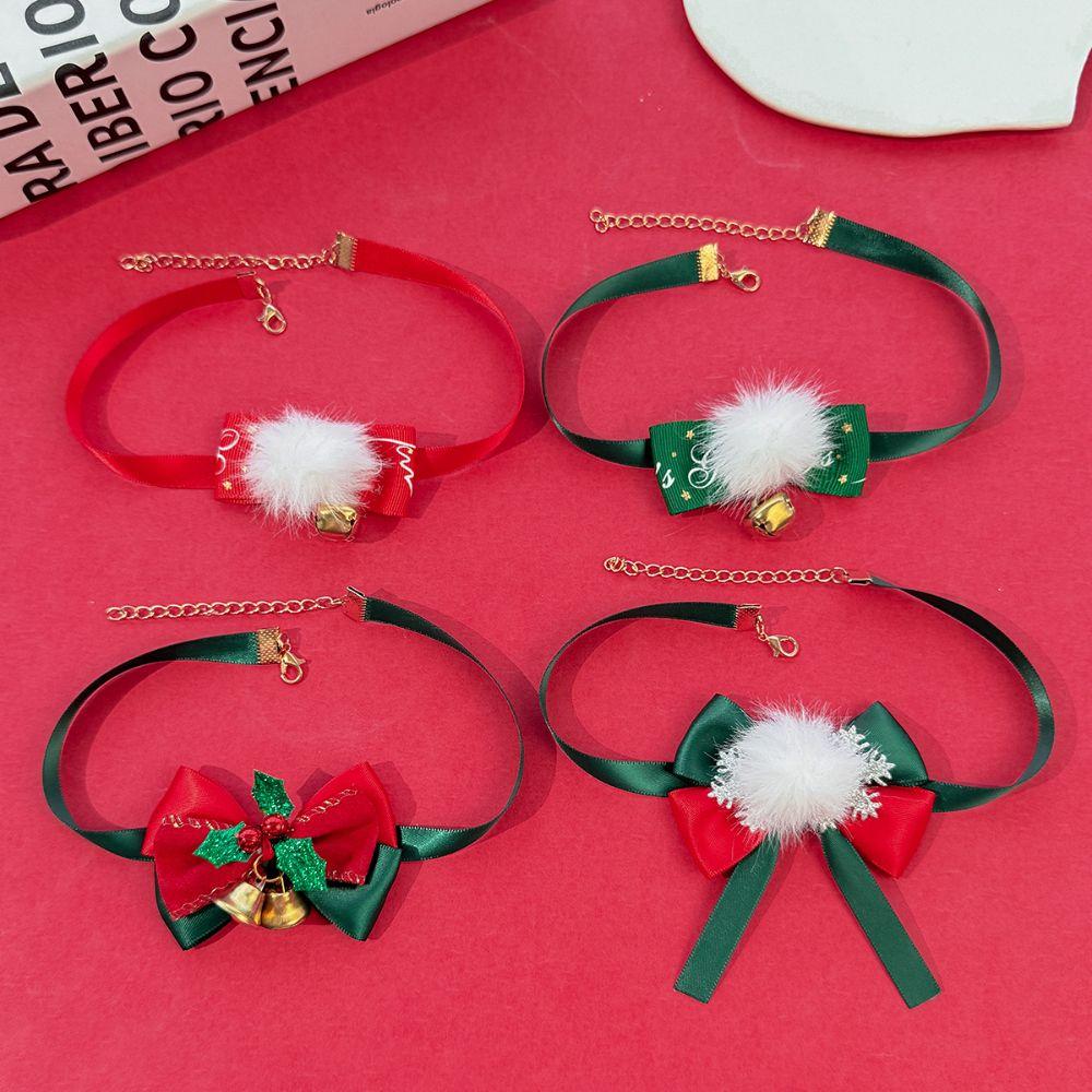 Velvet Bowknot Christmas Choker Plush Xmas Clavicle Chain Jewelry Accessories