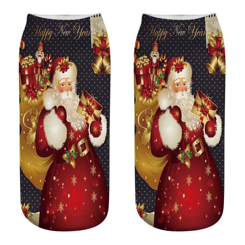 Casual Work Business Socks 3D Christmas Santa Elk Printing Medium Sports Socks