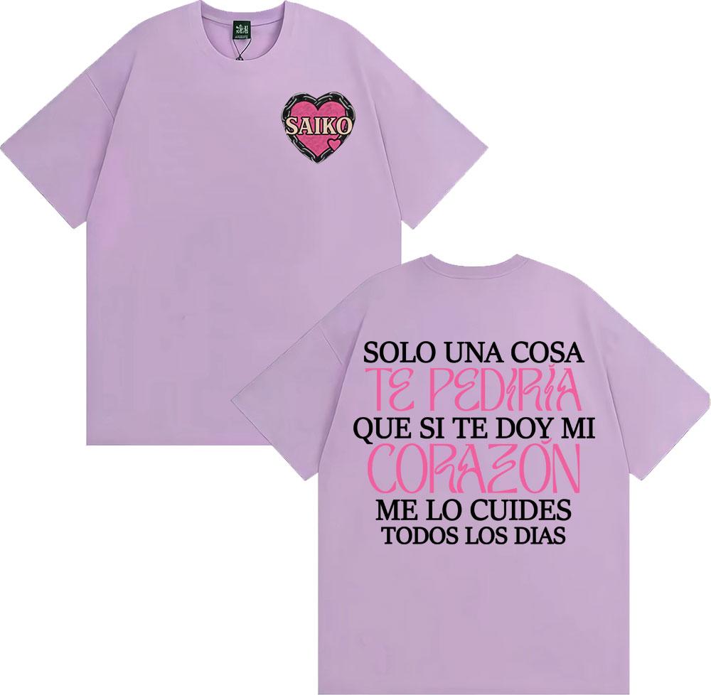 Rapper SAIKO Corazón Album Letters Print Tee Shirt Unisex Women Fashion Hip Hop Gothic Tshirt Cotton 100 Casual Oversized T Shirt