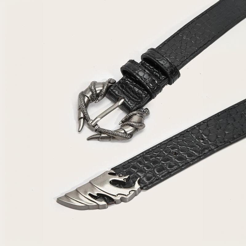 PU Leather Women's Snake Buckle Belt Crocodile Pattern Y2K Street Fashion Waistband for Daily Commute