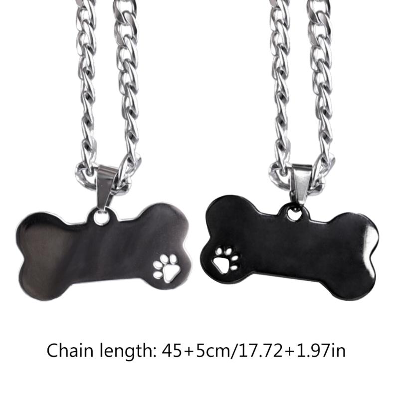 Dog Footprints Bone Pendant Necklace Clavicle Chain Necklace Simple Choker Thick Chain Necklace Jewelry for Women Men