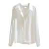 Women Satin Long Sleeve Solid Color Commute Professional Business Button Down Shirt