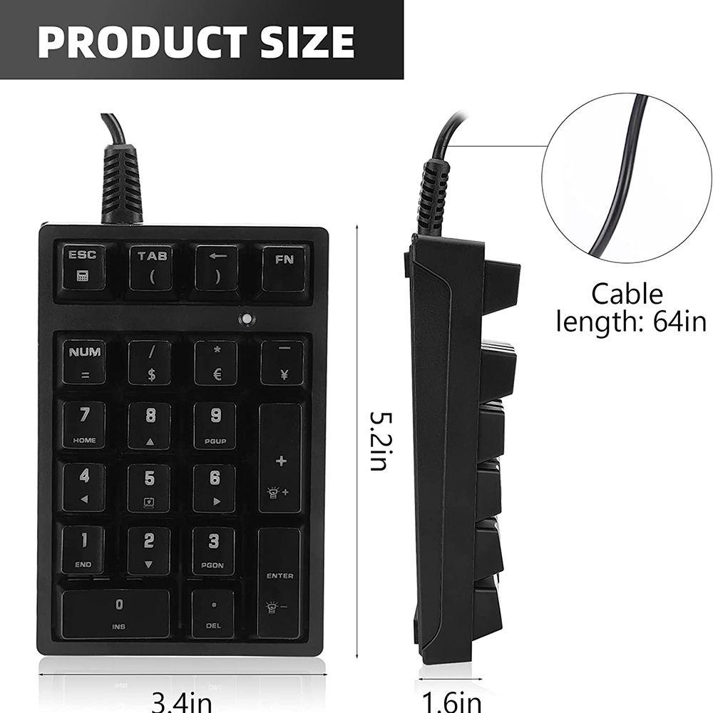 Mini RGB Backlight 21 Keys Numeric Keypad Numpad Accounting Keyboard Number Pad