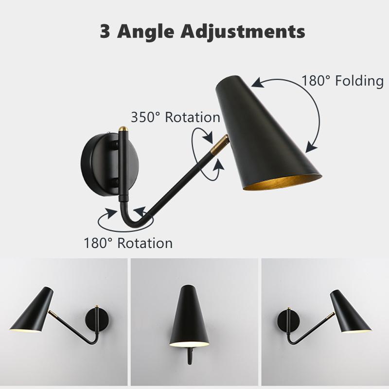 Industrial Folding LED Wall Lamp With Switch Vintage Adjustable Swing Long Arm E27 Bedside Decor Lighting Sconce Reading Lights