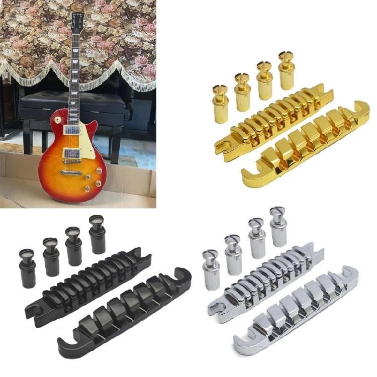 Split Guitar Bridge Tailpiece Electric Guitar Bridge String Space 52MM-10.4x5 Top Hanging String Individual Saddles