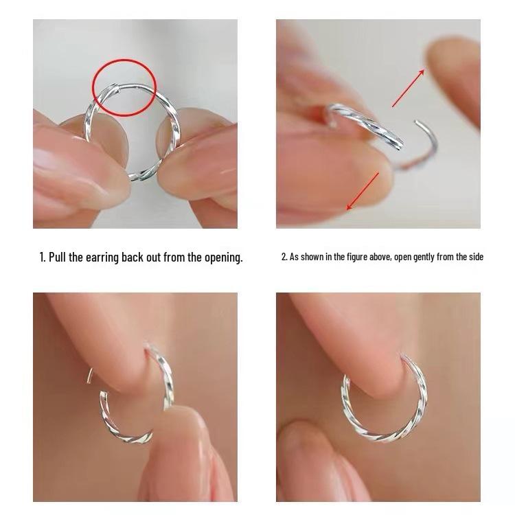 2024 Hot Plain Hoop Sterling Silver Stud Earrings for Women - Comfortable for Sleeping, Ideal for Ear Hole and Cartilage Care.
