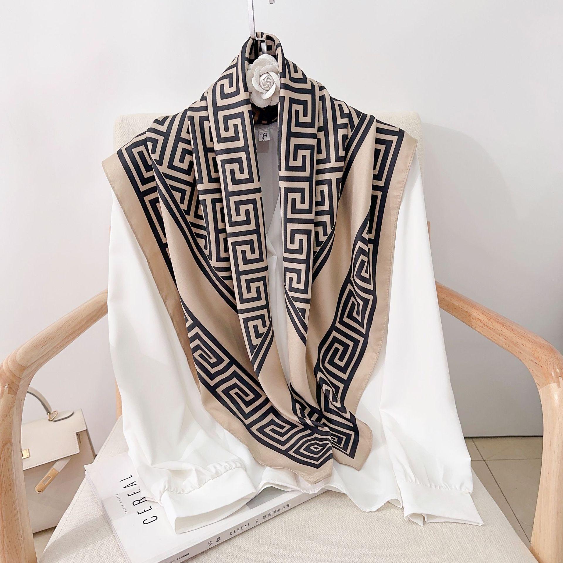 

90 см квадратный большой квадратный шарф Four Seasons, роскошная декоративная рубашка, профессиональный платок, повязка на голову, солнцезащитный платок 90*90cm