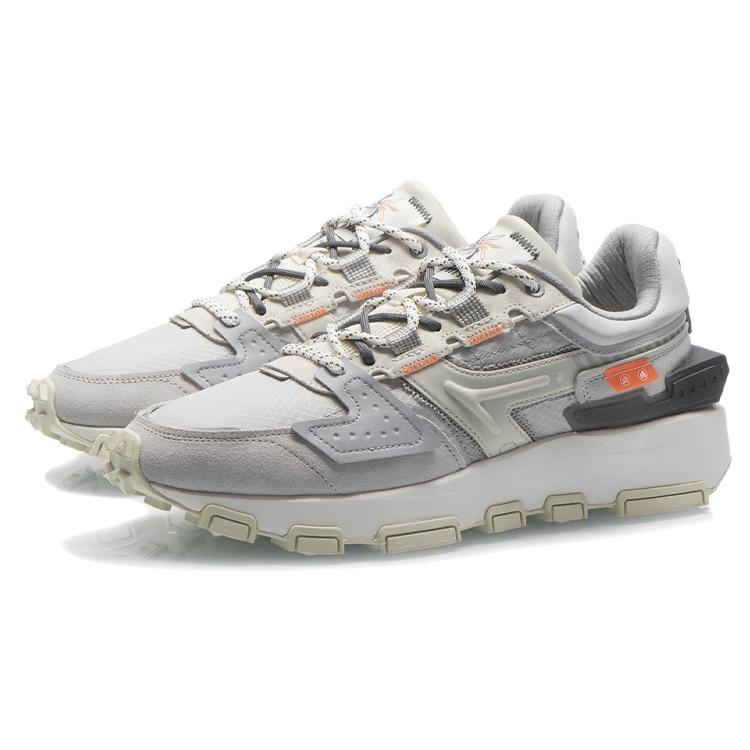 New LiNing Cloud Sword Reflective Cushioned Slip-Resistant Abrasion-Resistant Low-Top Running Shoes Gray Orange AGCR327-1