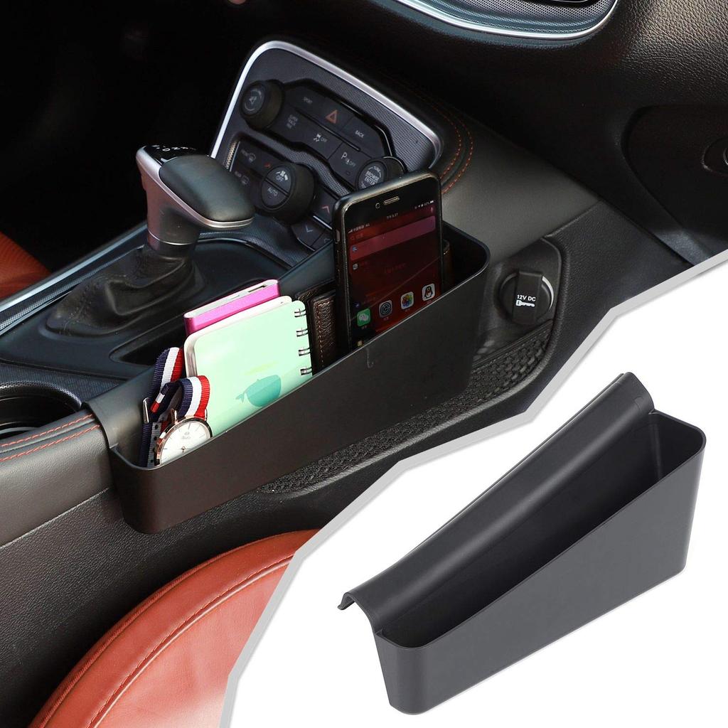 JeCar Storage Tray Gear Shifter Storage Organizer Interior Accessories for Dodge Black 2015+ Challenger,