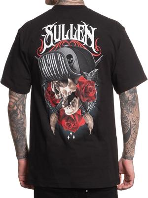 Sullen Herren Throttle Kurzarm Standard T-Shirt Totenkopf und Rosen Tattoo Kunst