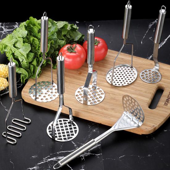 Stainless Steel Potato Masher Manual Potato Press with Ergonomic Handle Food Smasher Utensil for Avocado Vegetables Kitchen Tool