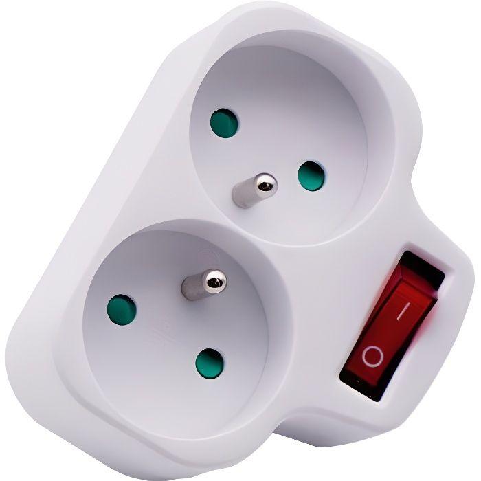 

Приз - VELAMP - Biplite française 2 entrées 2P + T 16A avec interrupteur - Certifiée NF - Blanc