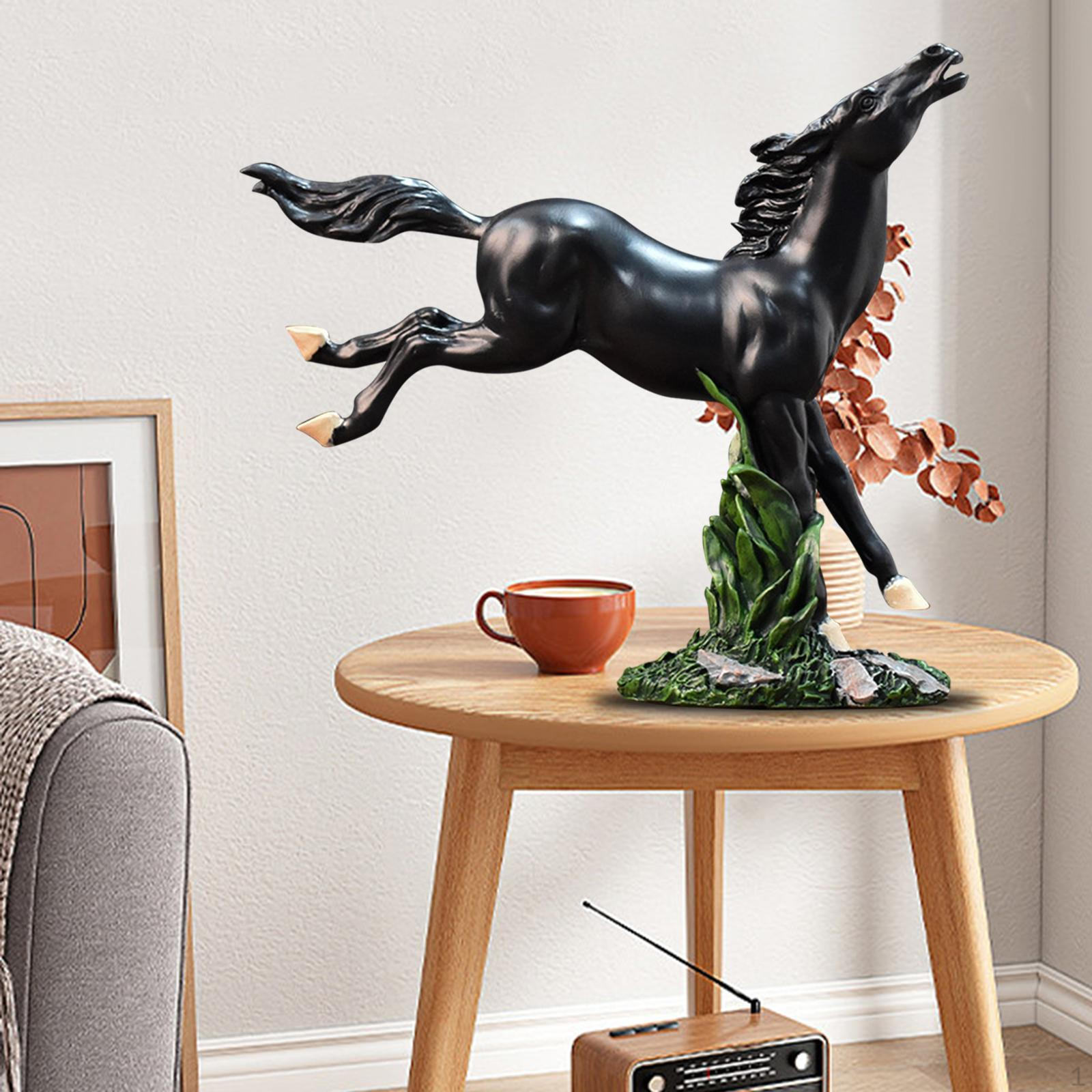 

Abstract Horse Sculpture Animal Craft Artwork Resin Ornaments Figurine Collection Home чорний