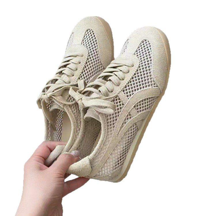 Leather Soft-soled German Training Shoes Women's Summer Feet Small Mesh Breathable Forrest Gump Shoes Casual Flat-soled Women's Shoes Trendy Women'