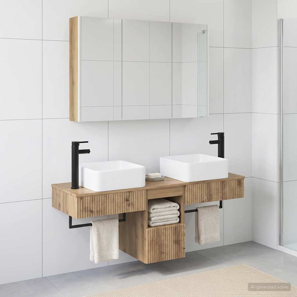 Bathroom Cabinet Set 4 pcs Artisan Oak 103.5 x 15.5 x 70 cm