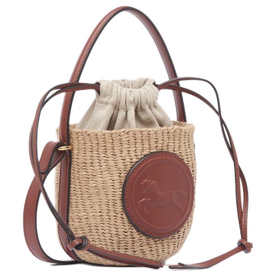 

Chloe Horse Medal Embossed Pattern Drawstring Closure Paper Basket Bag Mini Women bags Red-Brown CH25-US593O82-27S Basic Set (Bag+Dust Bag)
