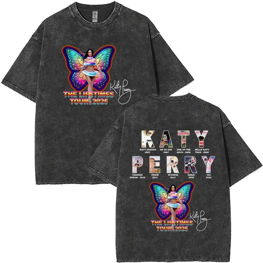 Ünlü Şarkıcı Katy Perry SONUNA KADAR SENİ SEVİYORUM VE SONRA TEKRARLA Albüm Erkek Kadın Estetik Moda Kısa Kollu Tişört