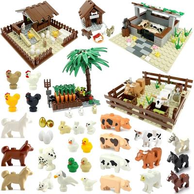 Farm MOC Building Block Set Animal Parts Pasture Block Bricks Kits Toys  Playsets Chicken Coop Pig House Bullpen Birdhouse Compatible With