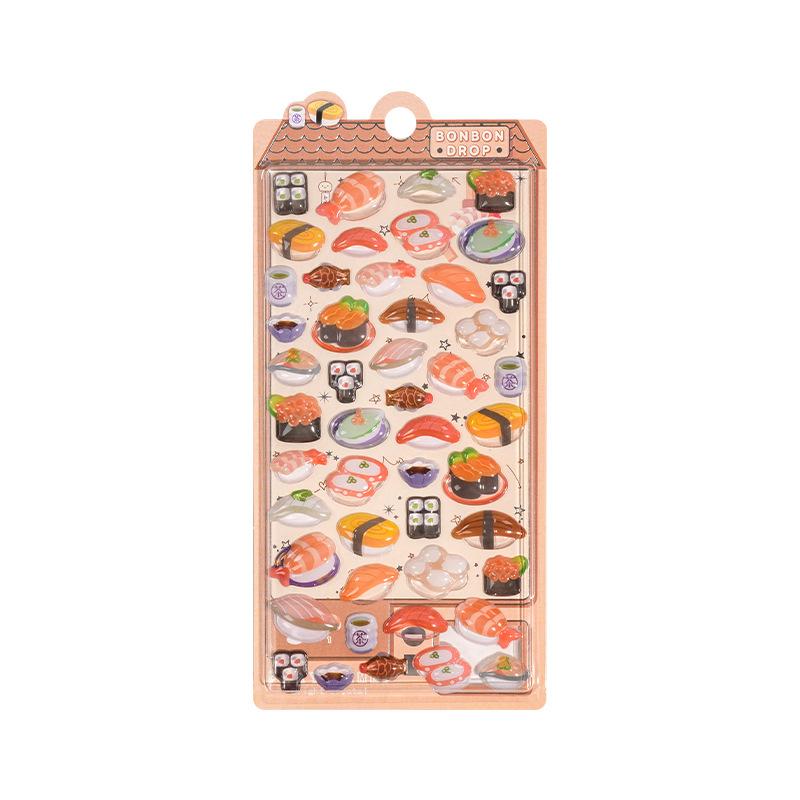 Hot Selling 3D Relief Crystal Japanese Food Stickers Sushi Ramen Decals for Toddler Reward Scrapbooking Phone Case Gift