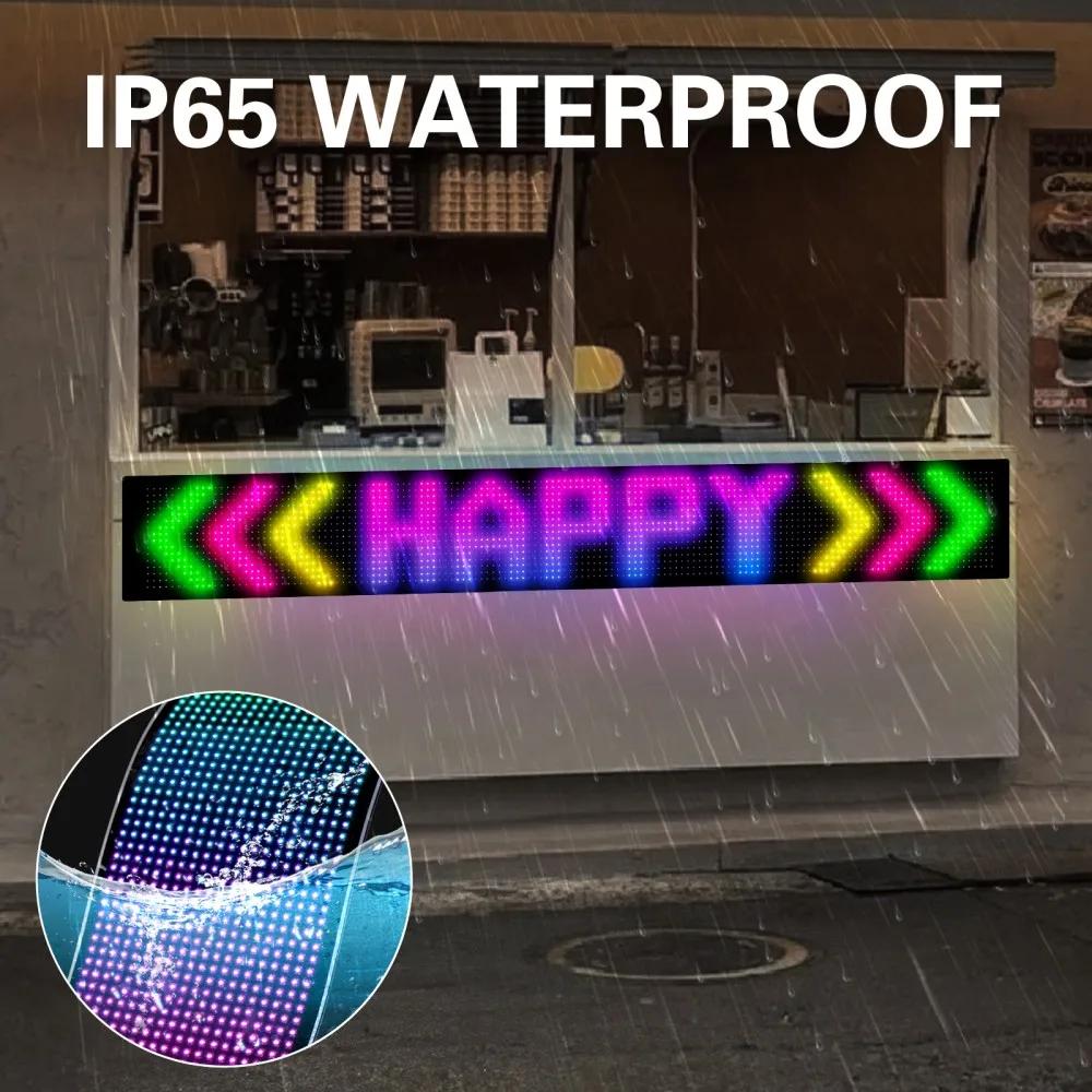 LED Flexible Rolling Advertising Sign Matrix Pixel Panel Car Sign RGB Bluetooth APP Pattern Animation Logo Display Overlength