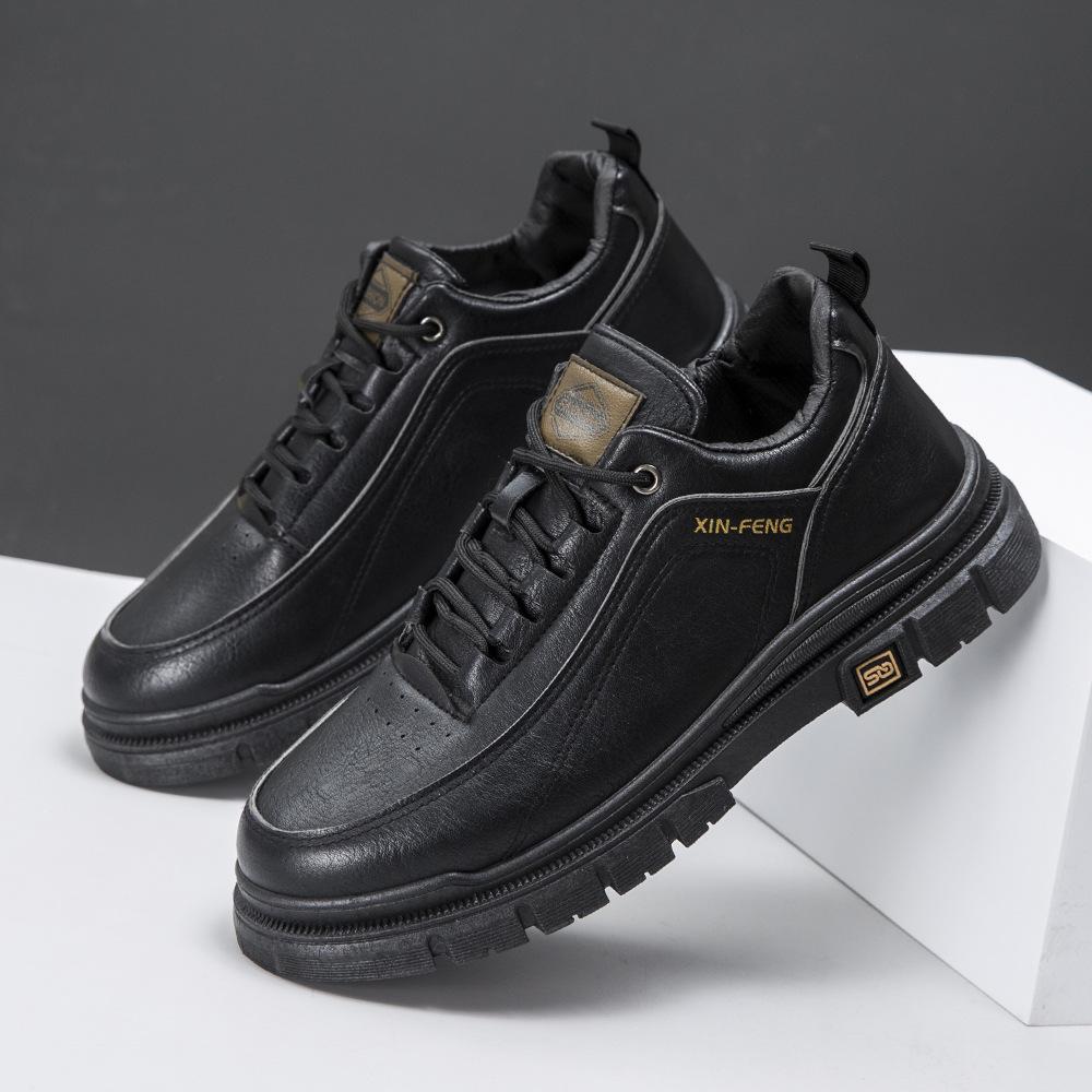

Foreign trade men s shoes spring and autumn 2025 new tooling board shoes men s casual leather shoes British style retro low top 39 чорний
