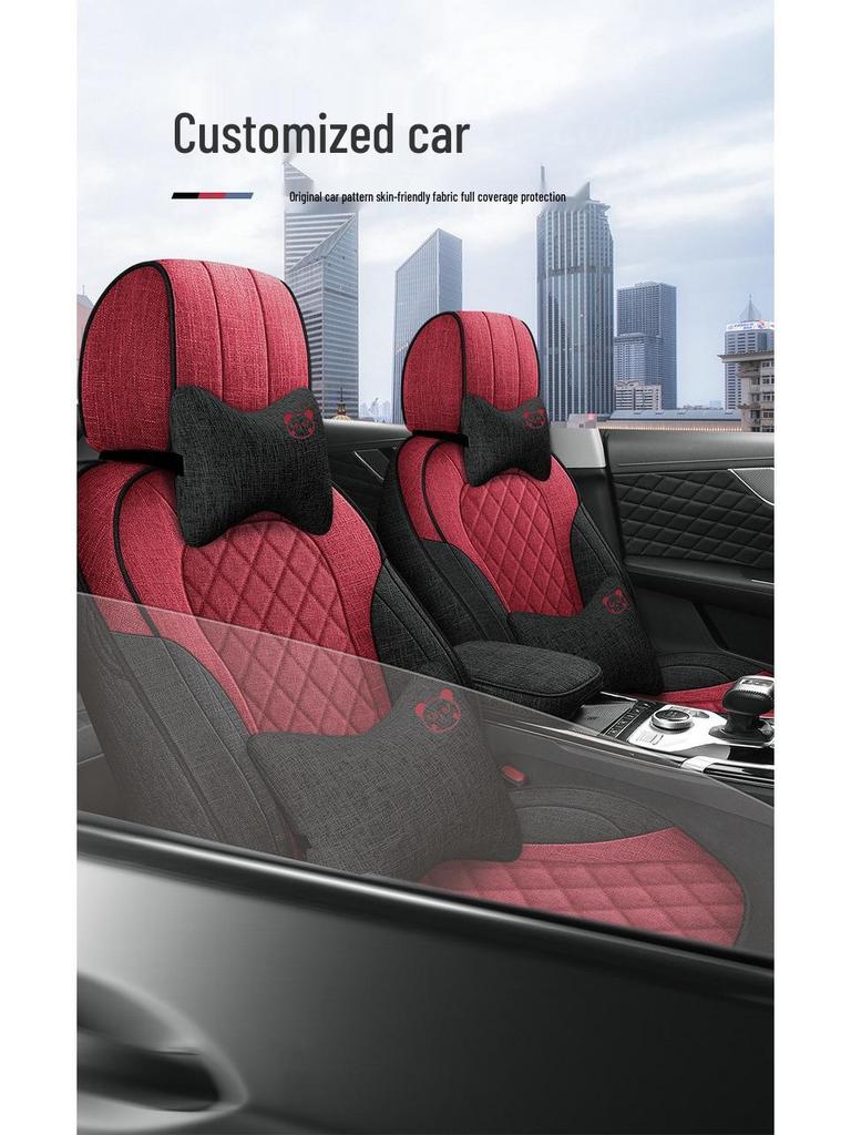 Hongqi HS5 Universal Car Seat Cover - Four Seasons Linen Fabric Full Coverage Cushion