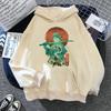 Japon Anime Demon Slayer Bayan Kapüşonlu Sweatshirt Japon 2000'ler Tarzı Y2k Günlük Kapüşonlu Sweatshirt Harajuku Çizgi Film Manga Haki Kazaklar